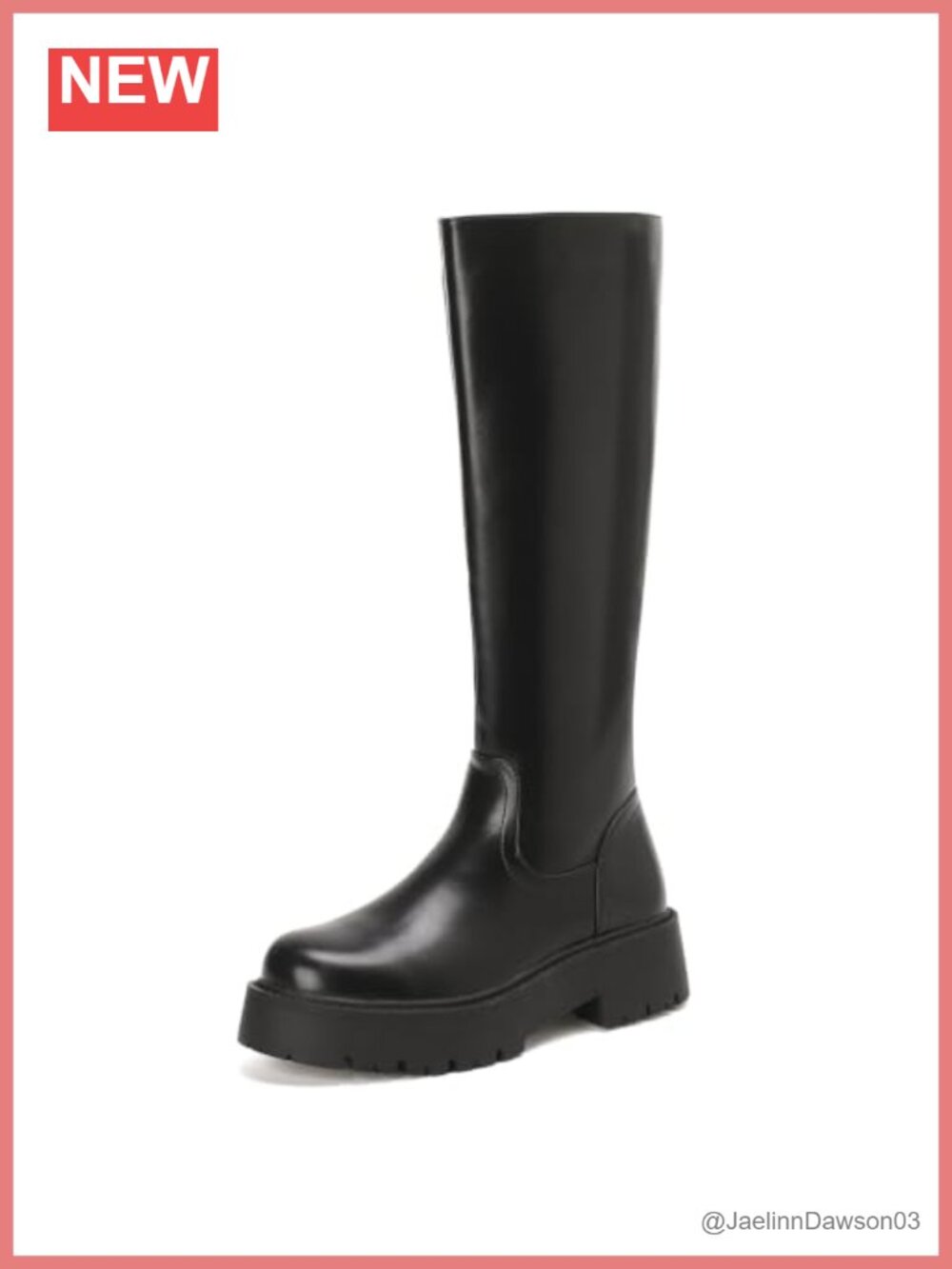 Women's Platform Knee High Boots Chunky Lug Sole Riding Boots Faux Leather